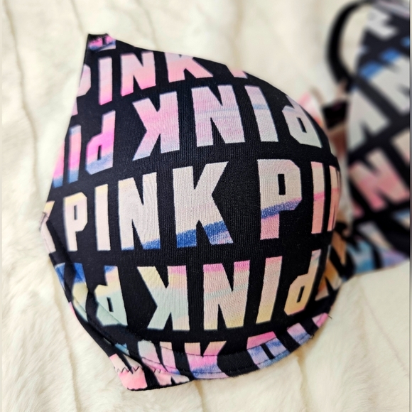 VS PINK Tie Dye Logo Wear Everywhere Push-Up Bra, size 32C - Picture 2 of 8